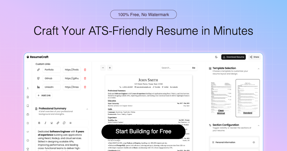 ResumeCraft | Free Online AI Resume Builder | ATS-Friendly Templates